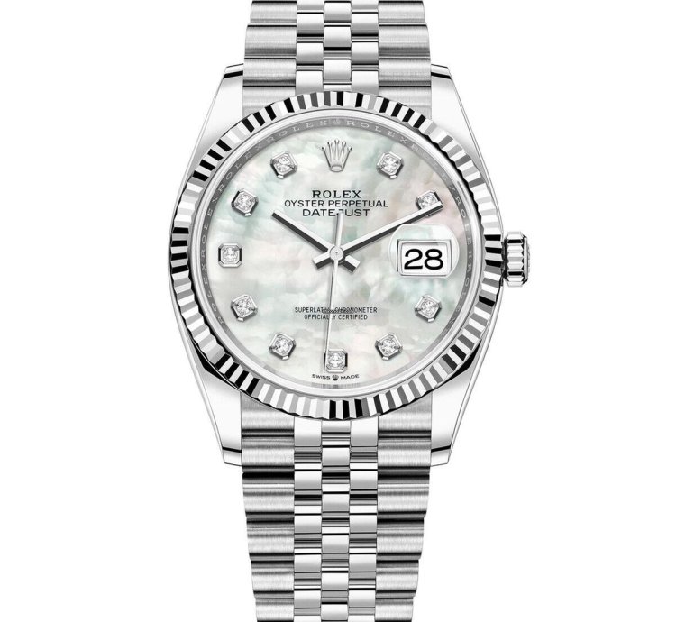 Rolex Datejust 36 36mm Diamond Bezel Stainless Steel Mop Diamond Dial Jubilee Bracelet