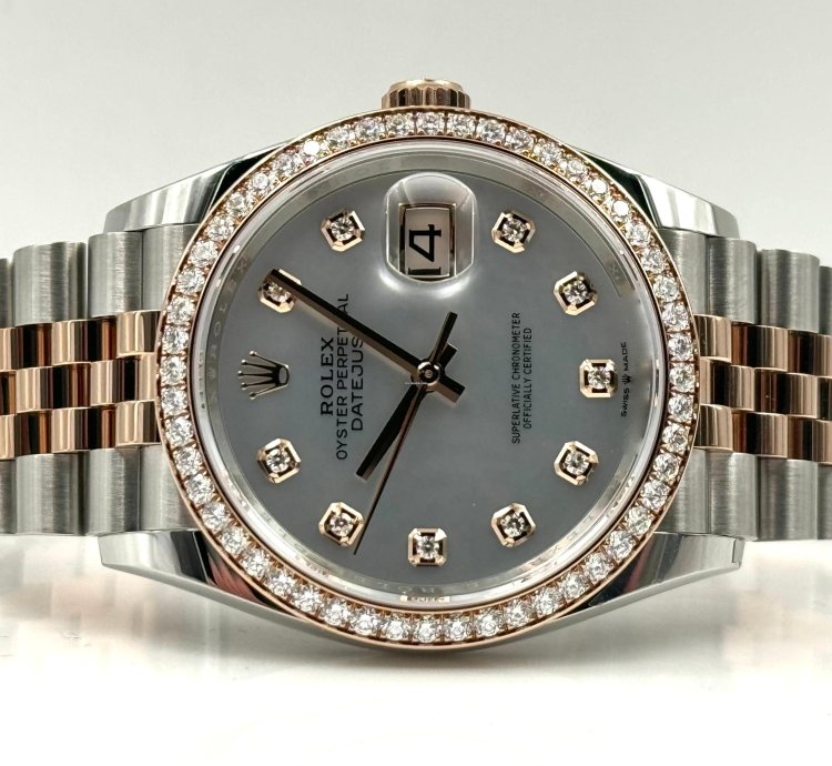 Rolex Datejust 36 36mm Mother Of Pearl Mop Dial Diamond Bezel Two Tone Jubilee 126281rbr Unworn