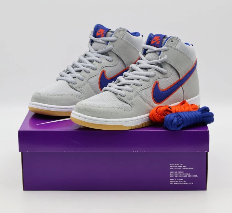 Dh7155-001 Nike Dunk High Sb New York Mets Rush Blue Orange Cloud Gray