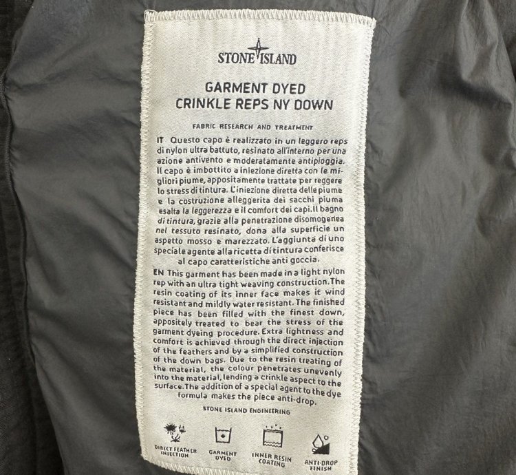Stone Island Garment Dyed Crinkle Reps Down Jacket
