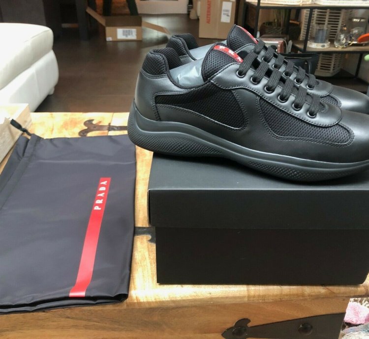 Prada America Cup Black Leather Sneakers New Uk 9 5