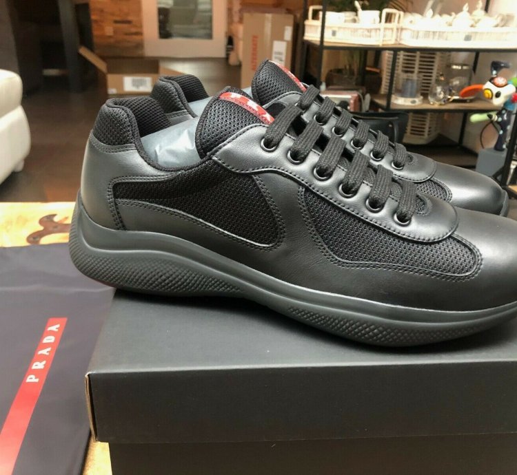 Prada America Cup Black Leather Sneakers New Uk 9 5