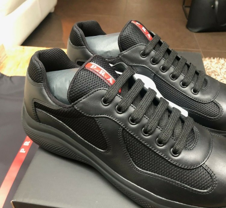 Prada America Cup Black Leather Sneakers New Uk 9 5