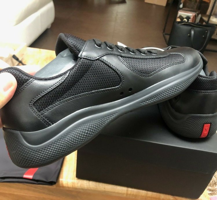Prada America Cup Black Leather Sneakers New Uk 9 5