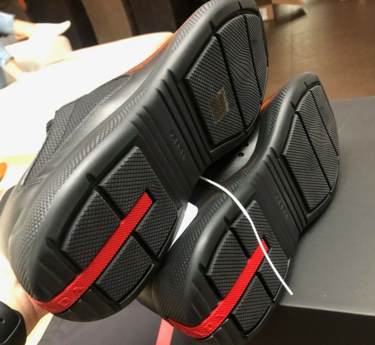 Prada America Cup Black Leather Sneakers New Uk 9 5