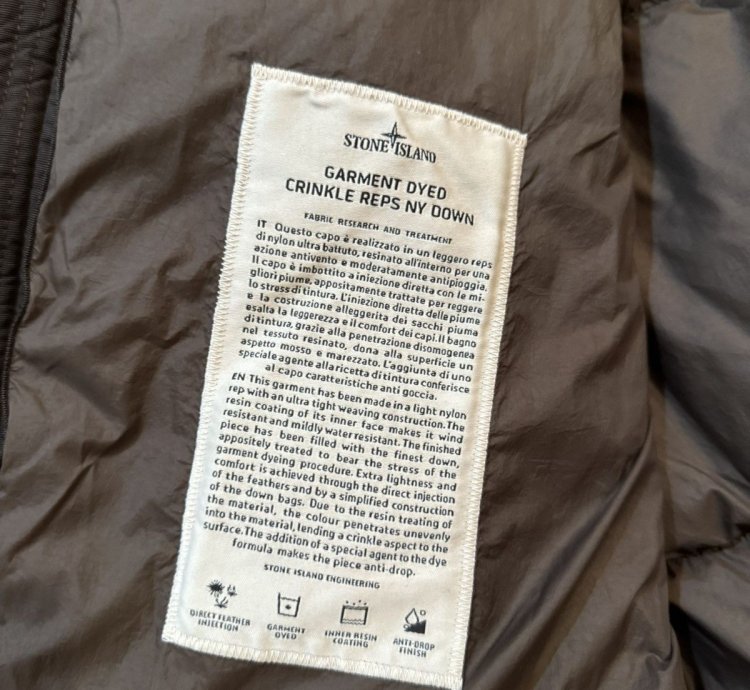 Stone Island Garment Dyed Crinkle Reps Down Puffer Jacket