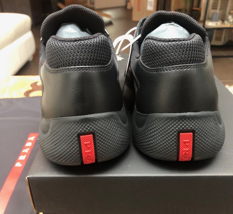 Prada America Cup Black Leather Sneakers New Uk8