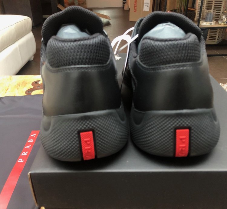 Prada America Cup Black Leather Sneakers New Uk8