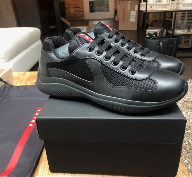 Prada America Cup Black Leather Sneakers New Uk8