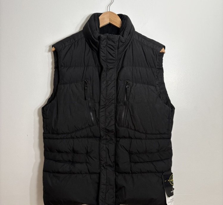 Stone Island Garment Dyed Crinkle Reps Ny Down Gillet Vest