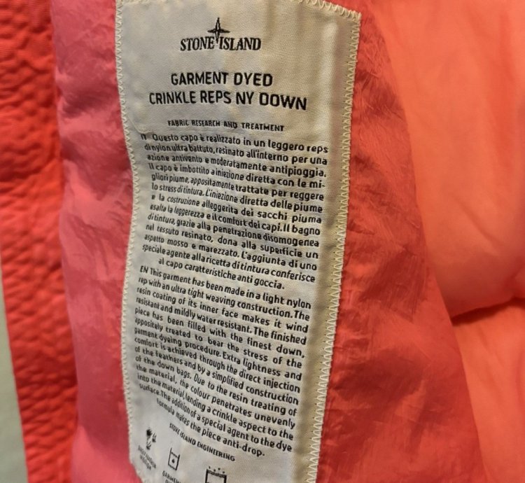 Stone Island Garment Dyed Crinkle Reps Ny Down Jacket New