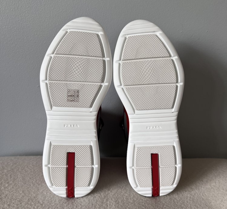 Prada America Cup High Top Sneakers In Red