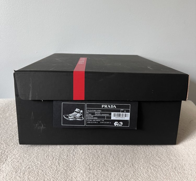 Prada America Cup High Top Sneakers In Red