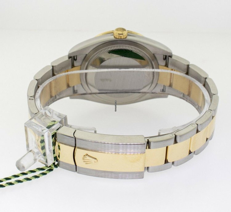Rolex Datejust 36 36mm Yellow Gold Steel Silver Roman Dial Diamond Bezel 126283rbr