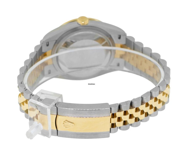 Rolex Datejust 36 36mm Yellow Gold Steel Silver Roman Dial Diamond Bezel 126283rbr