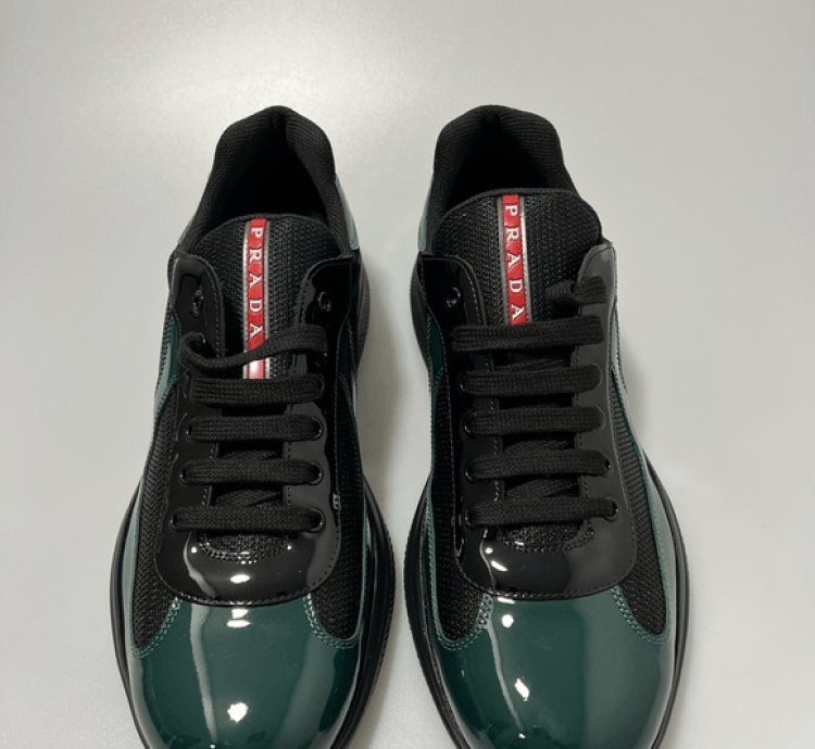 Prada America Cup Low-top Sneakers Black Green Men Uk 11