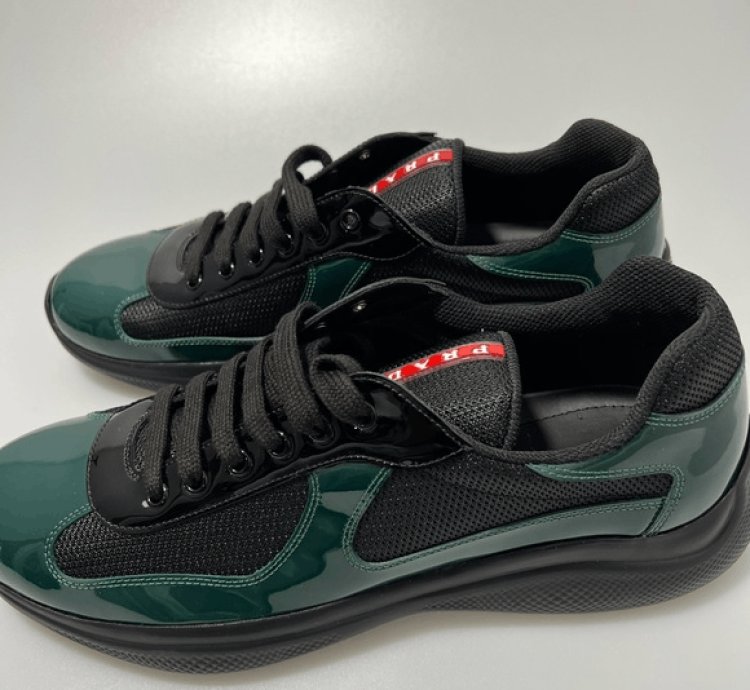 Prada America Cup Low-top Sneakers Black Green Men Uk 11