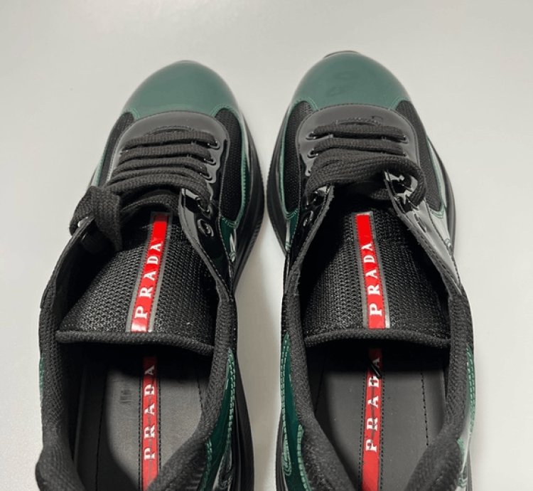 Prada America Cup Low-top Sneakers Black Green Men Uk 11
