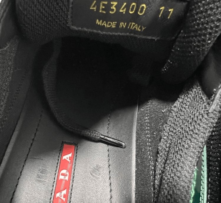 Prada America Cup Low-top Sneakers Black Green Men Uk 11