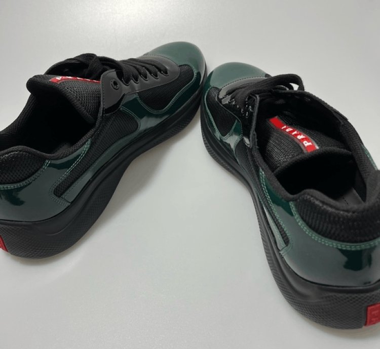 Prada America Cup Low-top Sneakers Black Green Men Uk 11