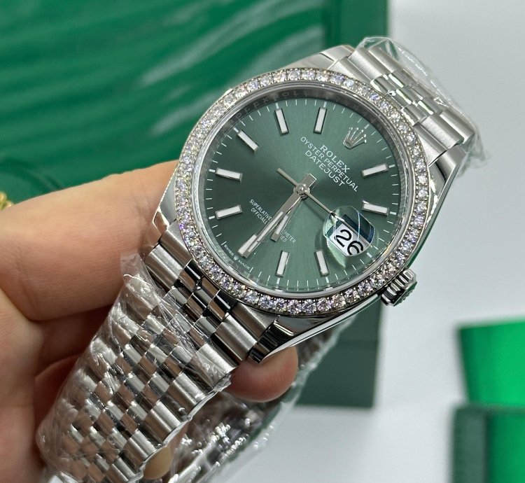Rolex Datejust 36 Diamond Bezel Green Index Jubilee 126284rbr