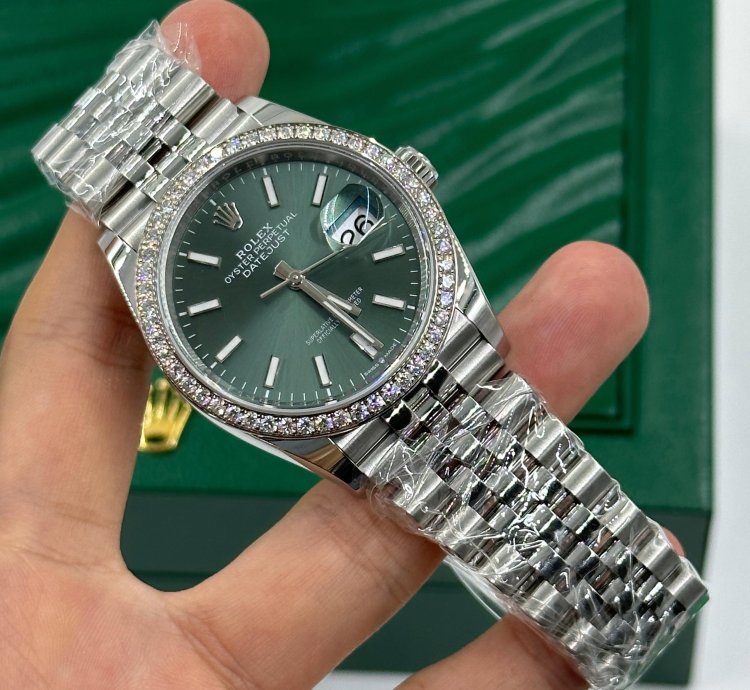 Rolex Datejust 36 Diamond Bezel Green Index Jubilee 126284rbr