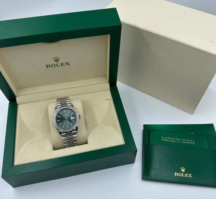 Rolex Datejust 36 Diamond Bezel Green Index Jubilee 126284rbr
