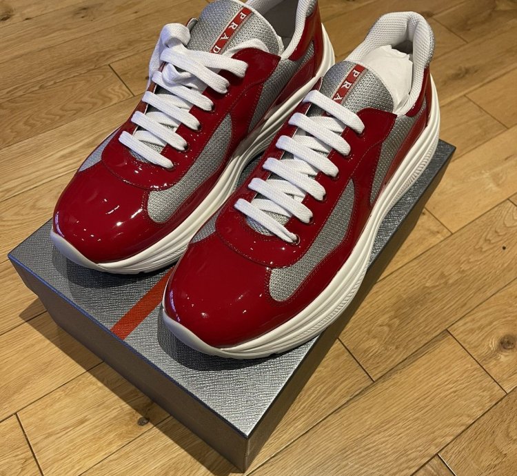 Prada America Cup Patent Red Sneaker