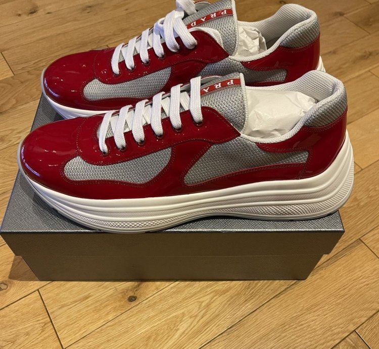Prada America Cup Patent Red Sneaker