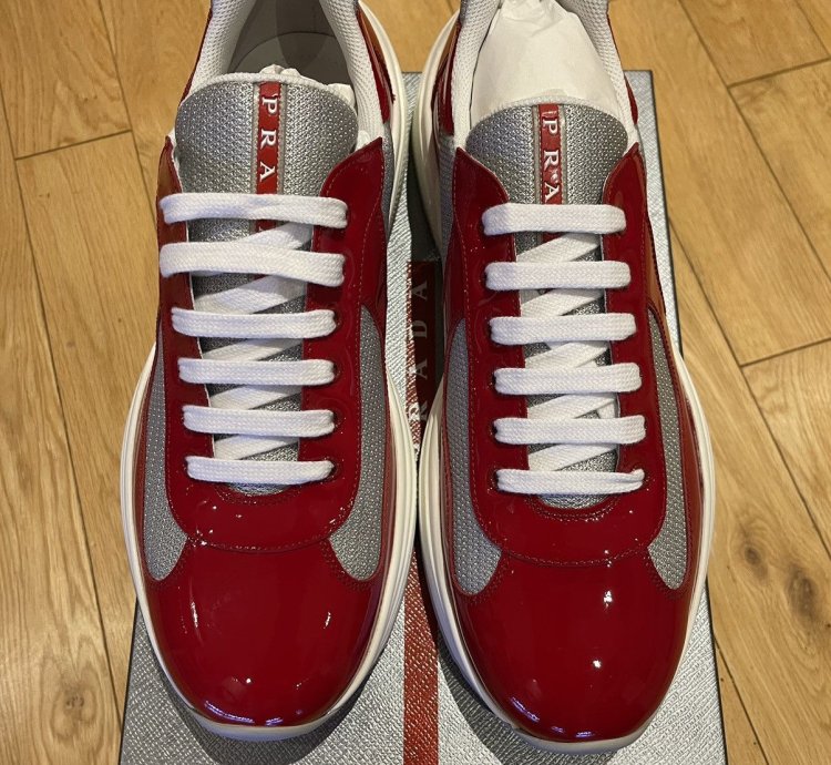 Prada America Cup Patent Red Sneaker
