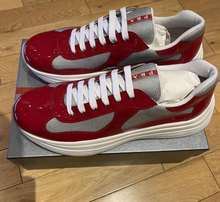 Prada America Cup Patent Red Sneaker