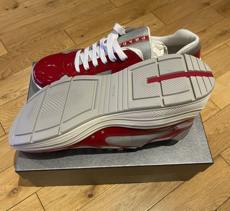 Prada America Cup Patent Red Sneaker