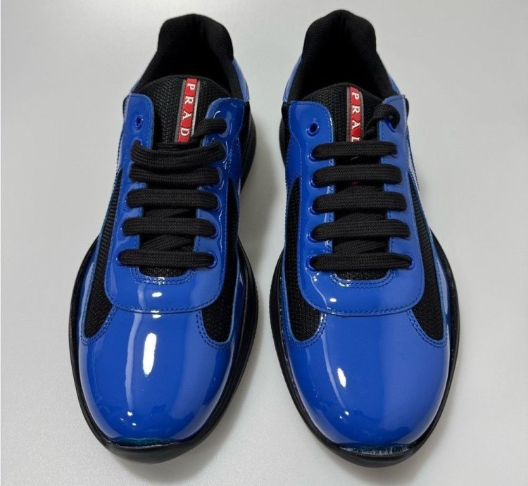 Prada America Cup Patent Technical Fabric Sneakers Black