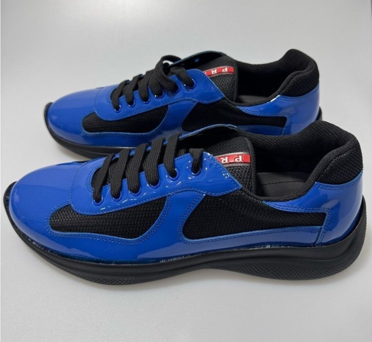 Prada America Cup Patent Technical Fabric Sneakers Black