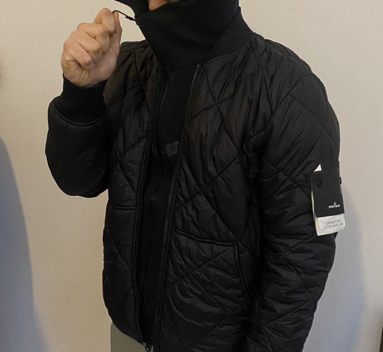 Stone Island Garment Dyed Quilted Micro Yarn Charcoal Q1424