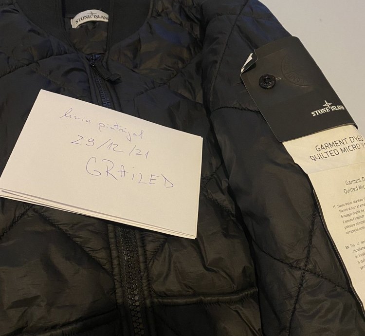 Stone Island Garment Dyed Quilted Micro Yarn Charcoal Q1424