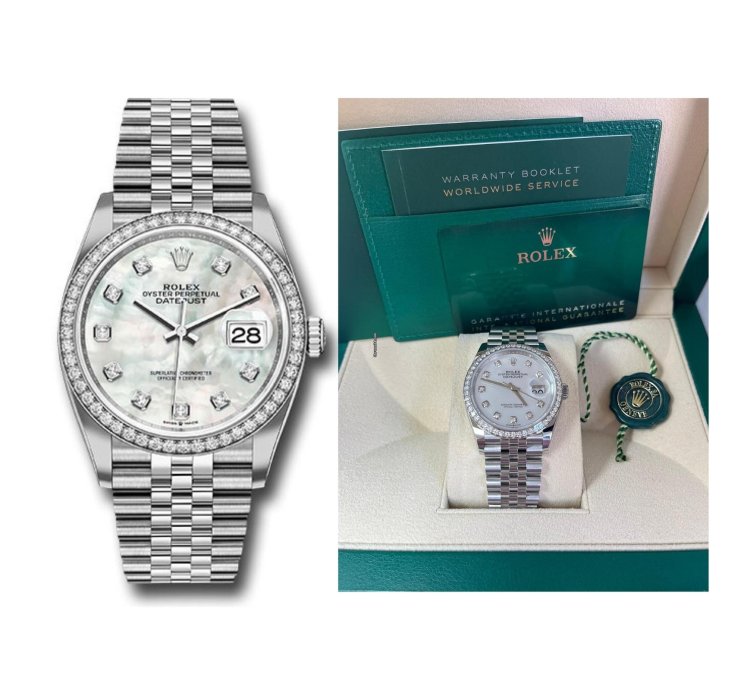 Rolex Datejust 36 Mother Of Pearl Diamond Dial Diamond Bezel Steel - 36mm Jubilee Bracelet 126284rbr
