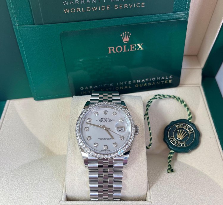 Rolex Datejust 36 Mother Of Pearl Diamond Dial Diamond Bezel Steel - 36mm Jubilee Bracelet 126284rbr