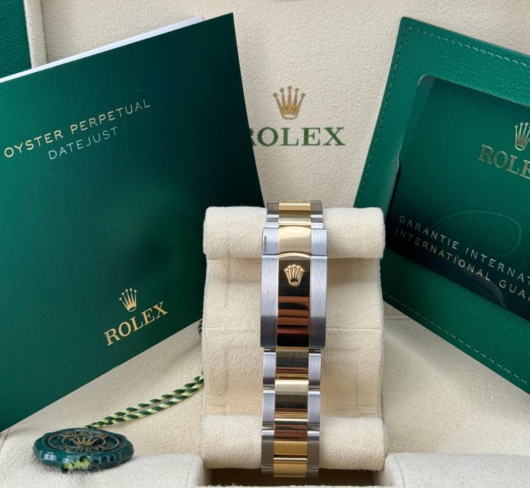 Rolex Datejust 36 New 2023 Black Diamond Dial Diamond Bezel Two Tone Yellow Gold Oyster