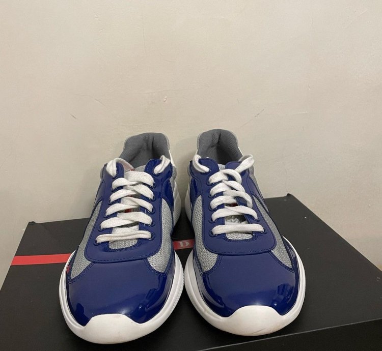 Prada America Cup Sneakers Us 7 prada 6royal Blue Silver