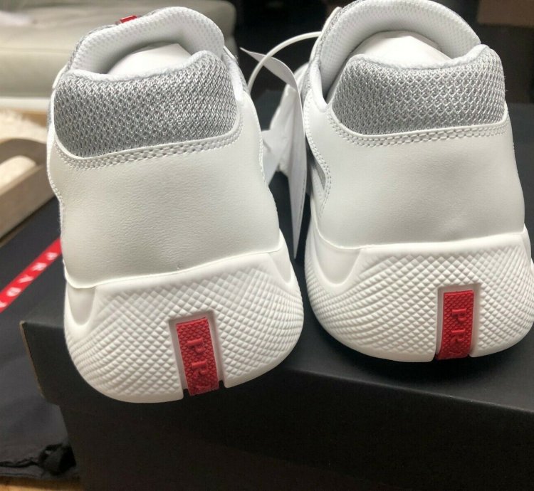 Prada America Cup White Leather Sneakers New Uk 10