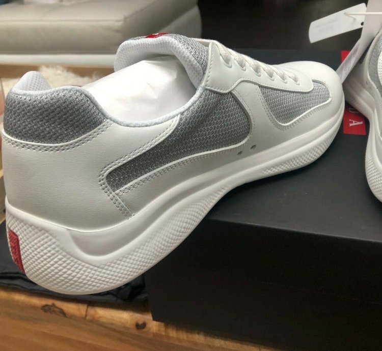 Prada America Cup White Leather Sneakers New Uk 10