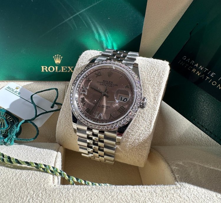 Rolex Datejust 36 New 2023 Diamond Bezel Pink Roman Diamond Dial Jubilee Bracelet Fluted Bezel
