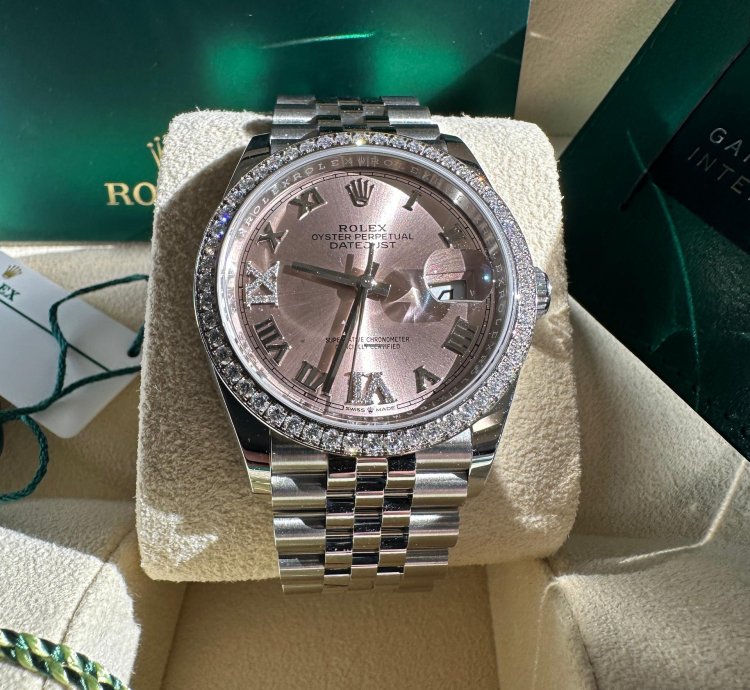 Rolex Datejust 36 New 2023 Diamond Bezel Pink Roman Diamond Dial Jubilee Bracelet Fluted Bezel
