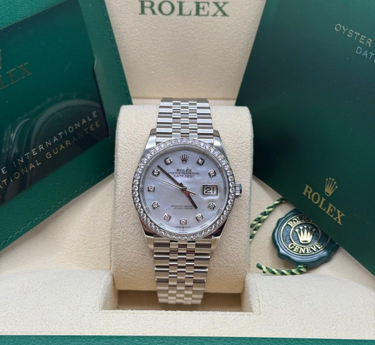Rolex Datejust 36 New 2023 Mother Of Pearl Diamond Dial Diamond Bezel Stainless Steel Jubilee