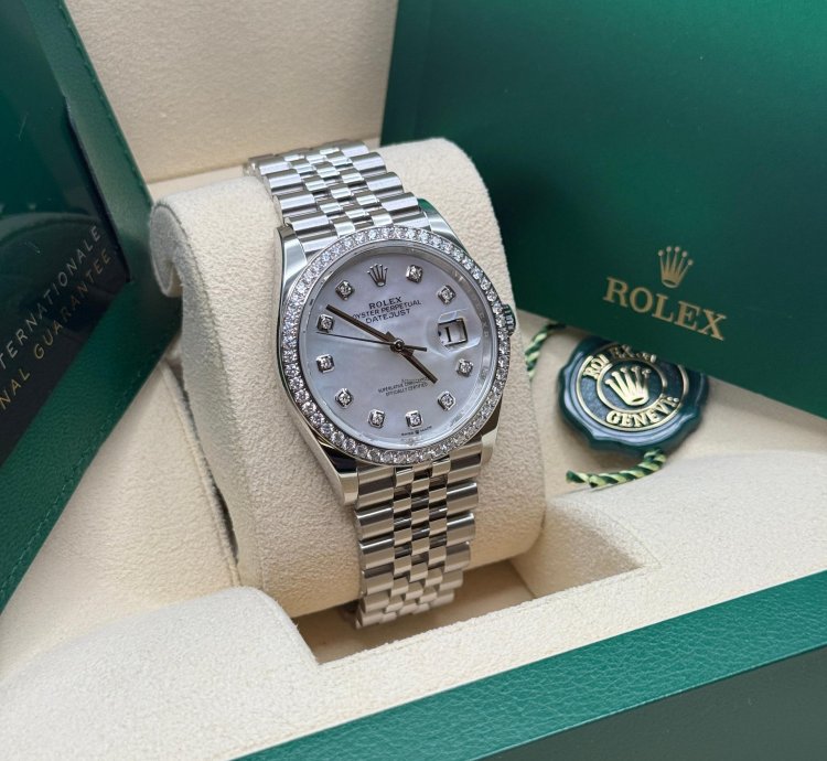 Rolex Datejust 36 New 2023 Mother Of Pearl Diamond Dial Diamond Bezel Stainless Steel Jubilee