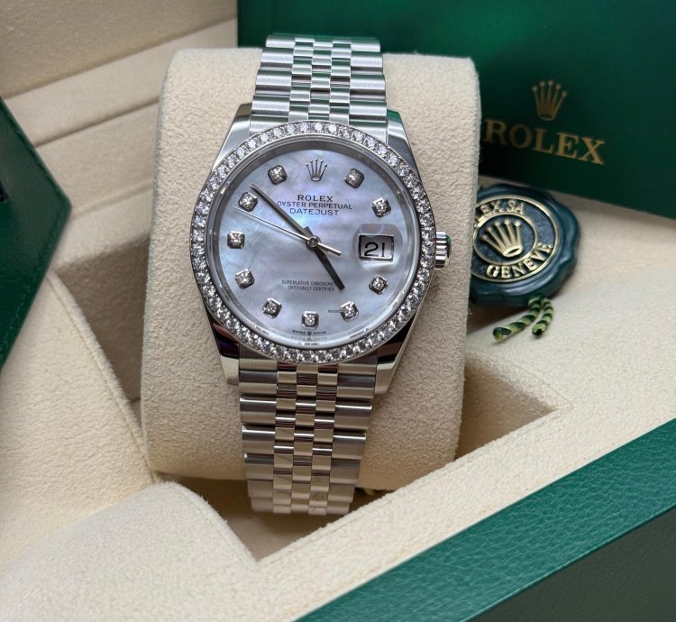 Rolex Datejust 36 New 2023 Mother Of Pearl Diamond Dial Diamond Bezel Stainless Steel Jubilee