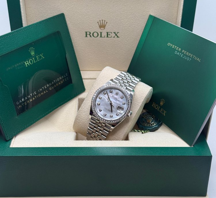 Rolex Datejust 36 New 2023 Mother Of Pearl Diamond Dial Diamond Bezel Stainless Steel Jubilee