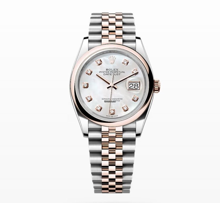 Rolex Datejust 36 New 2024 Mother Of Pearl Diamond Dial Two Tone Rose Gold Jubilee Smooth
