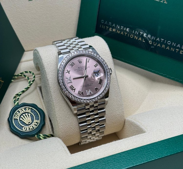 Rolex Datejust 36 New 2024 Pink Roman Pave69 Diamond Dial Diamond Bezel Stainless Steel Jubilee